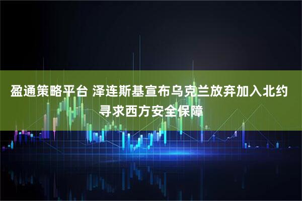 盈通策略平台 泽连斯基宣布乌克兰放弃加入北约 寻求西方安全保障